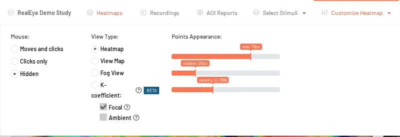 Customize Heatmap menu with View Map and Fog View options