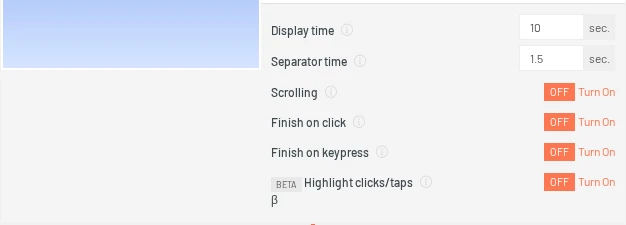 Image item settings, including the highlight clicks option
